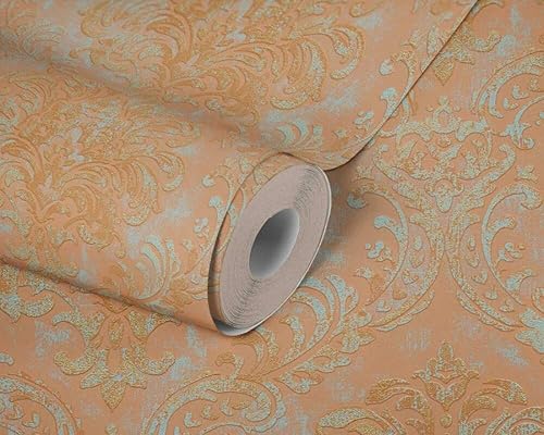 Miniatura 2 de CONCORD WALLCOVERINGS  Papel pintado moderno con textura, barroco, clásico, pared de vinilo con acento de vinilo, marrón, dorado, metálico, naranja,