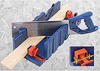 Vista 9 de Garosa Caja de inglete ajustable con sierra de mano de 14.2 in, herramienta de corte de carpintería para líneas precisas de yeso de 45 °, sierra