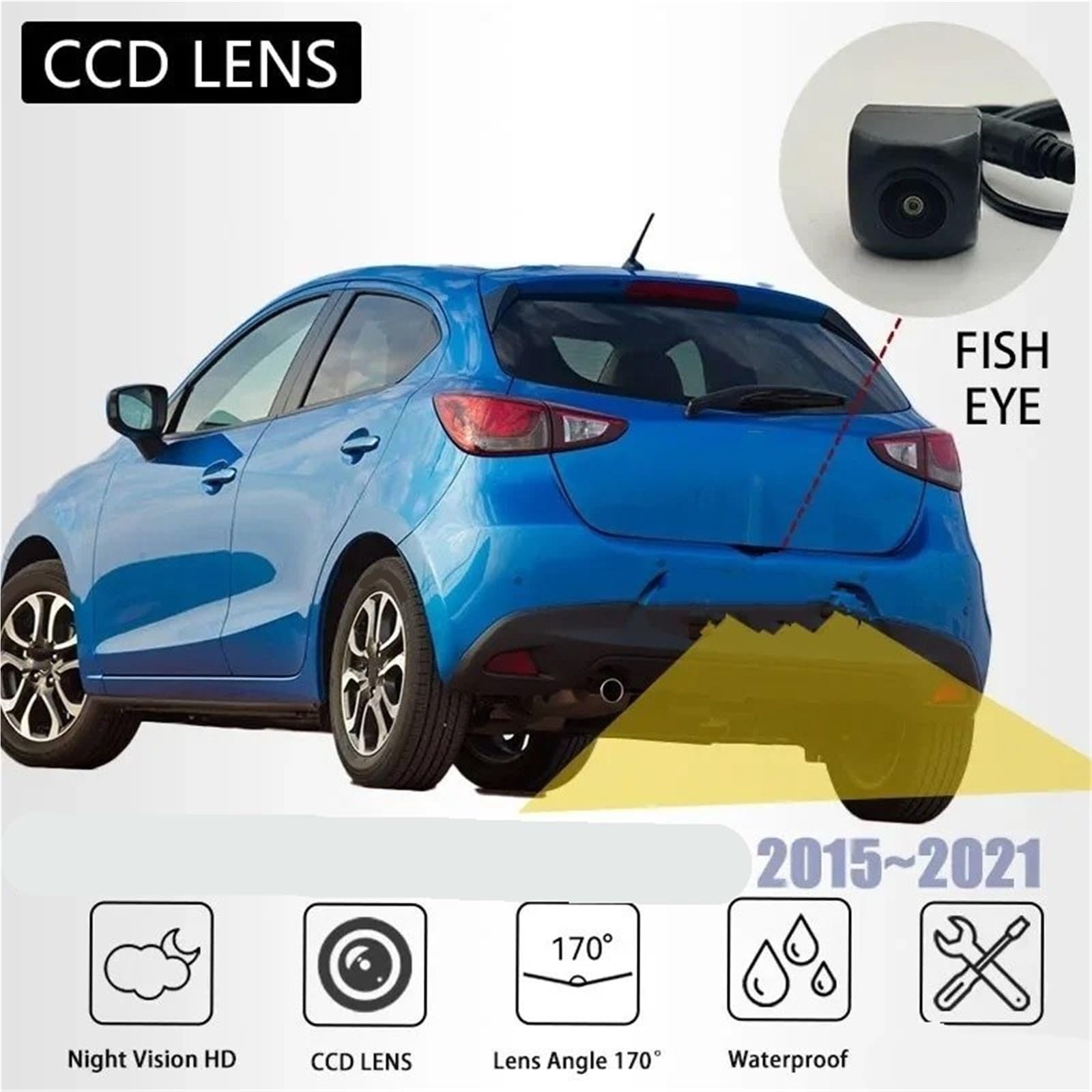 Parcheggio Retrocamera Kit Telecamera Posteriore Per Parcheggio E Retromarcia Per Mazda 2 Per Demio DJ Hatch 2015~2021(KIT)