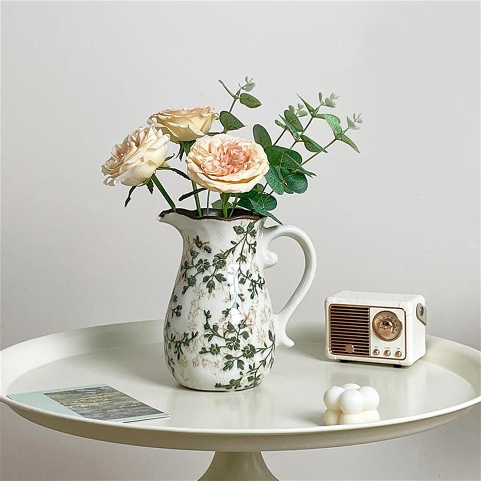 Wazony na kwiaty, ceramiczny, zielony, kwiatowy, Chinoiserie Crackle porcelanowe wazony na stół, akcesoria do salonu (G1)