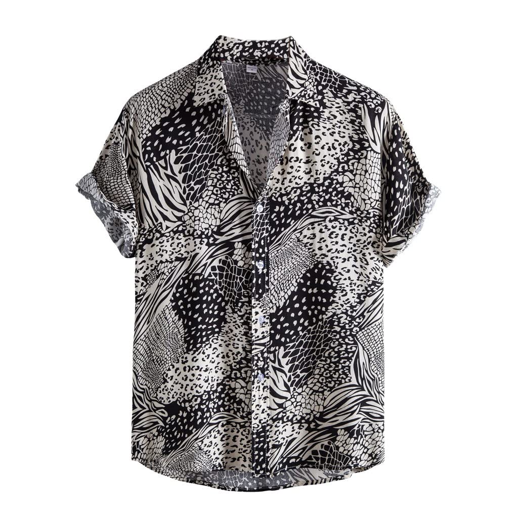 Casual Floral Print Button Down Short Sleeve Top Hawaiian Party Disco Men's Shirt