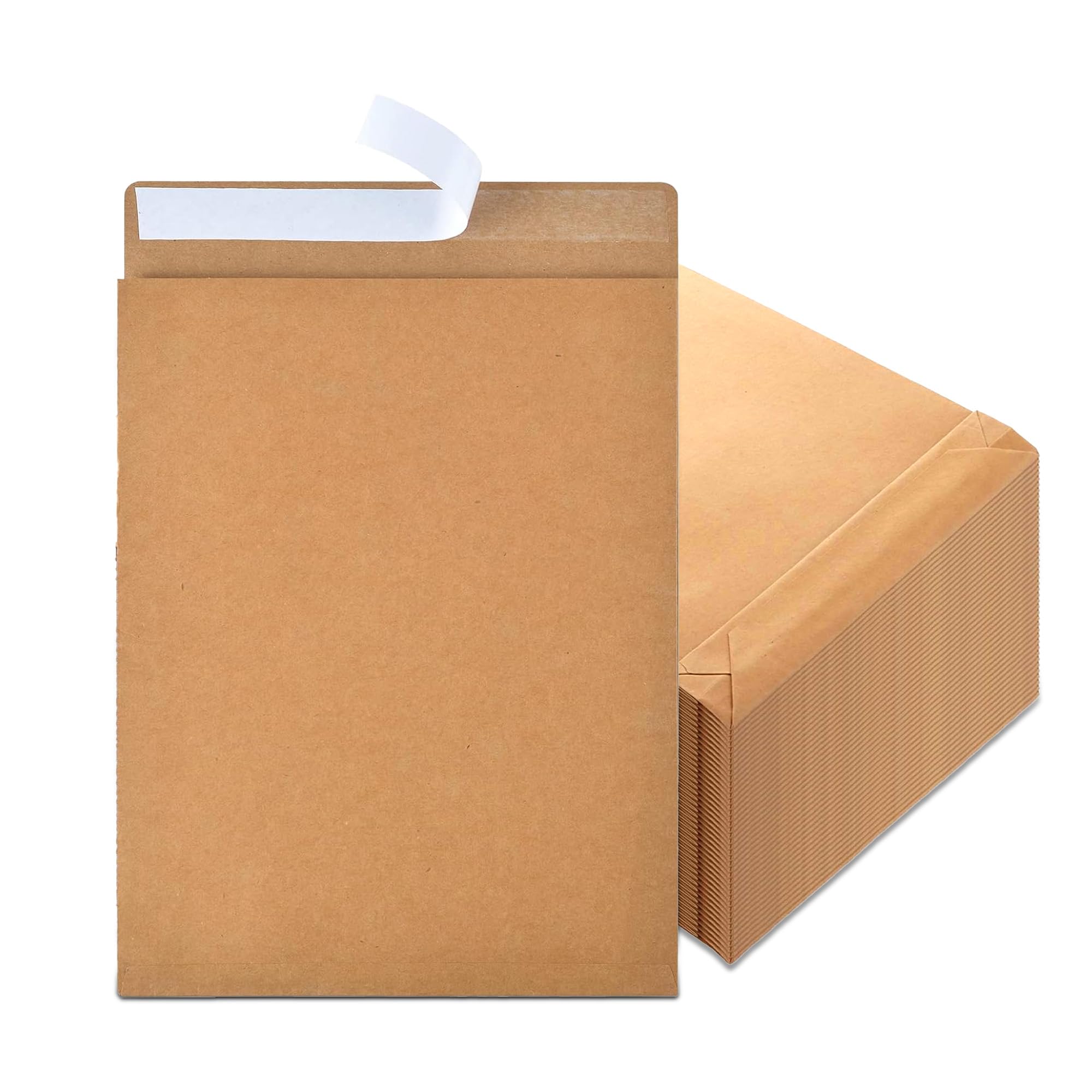 JIODEKEYI 50 Pack Expandable Gusset Envelopes 238x335x40mm: Large A4 Brown Envelopes Self Seal Kraft Envelope Mailing for Documents Magazines Photos