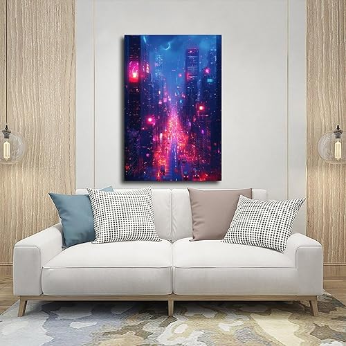Miniatura 5 de ZMLIS Cyber Retro Pop Art Wall Print  Neon Futuristic Urban Decor  Vibrant 80s Style Artwork Poster for Room Aesthetics Canvas Wall Art Poster And