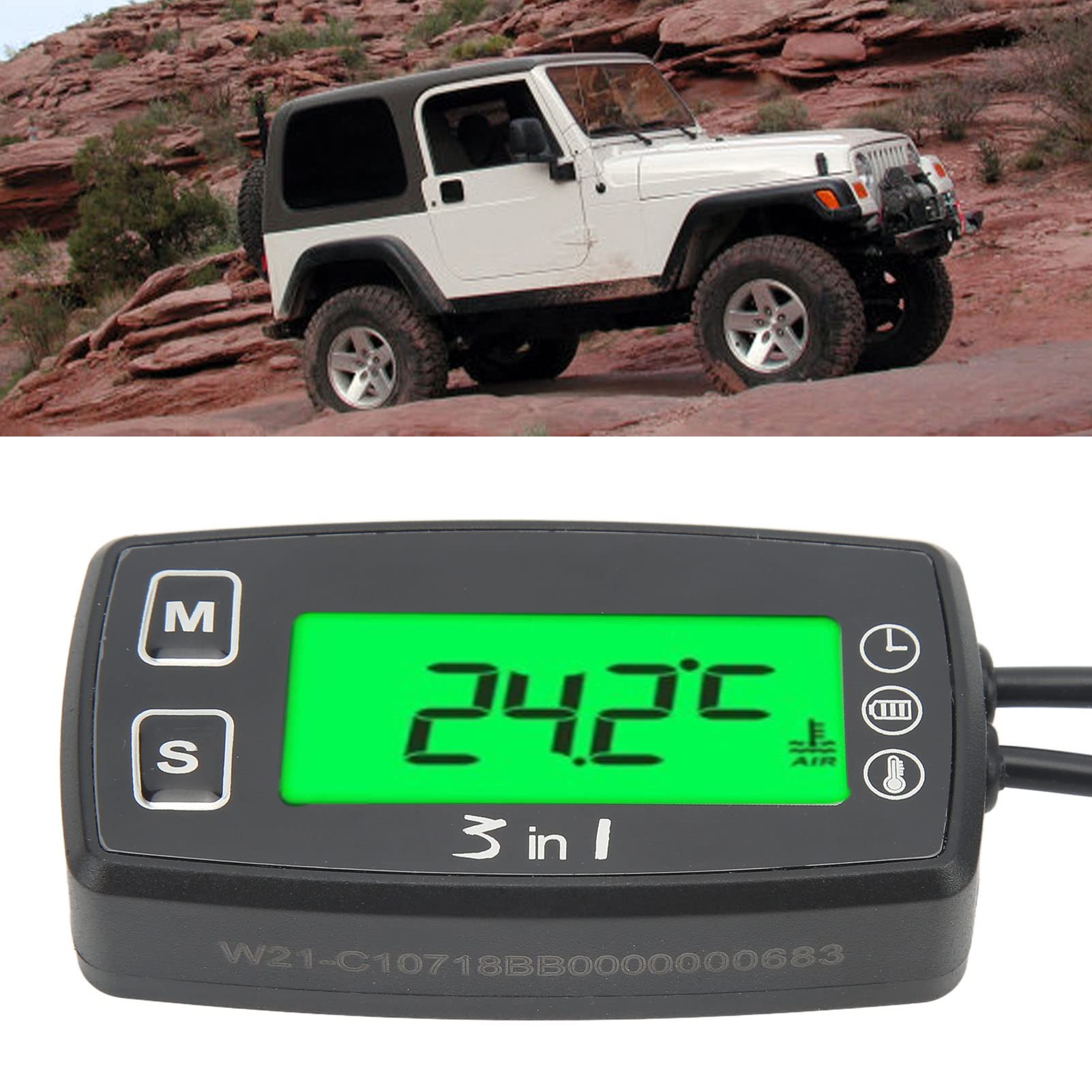 Strumento 3-in-1 Per Moto: Orologio, Voltmetro, Termometro – LED, IP67, Universale Per Manubrio