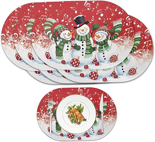 Juego de 6 manteles individuales lavables para mesa de comedor, resistentes al calor, mesa de cocina, decoración del hogar, lavable, ovalada, de