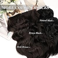 Vista 5 de MORICA Extensiones de Cabello con Alambre Invisible - 20 Pulgadas Marrón Oscuro Largo Ondulado Postizo Sintético con Alambre Transparente