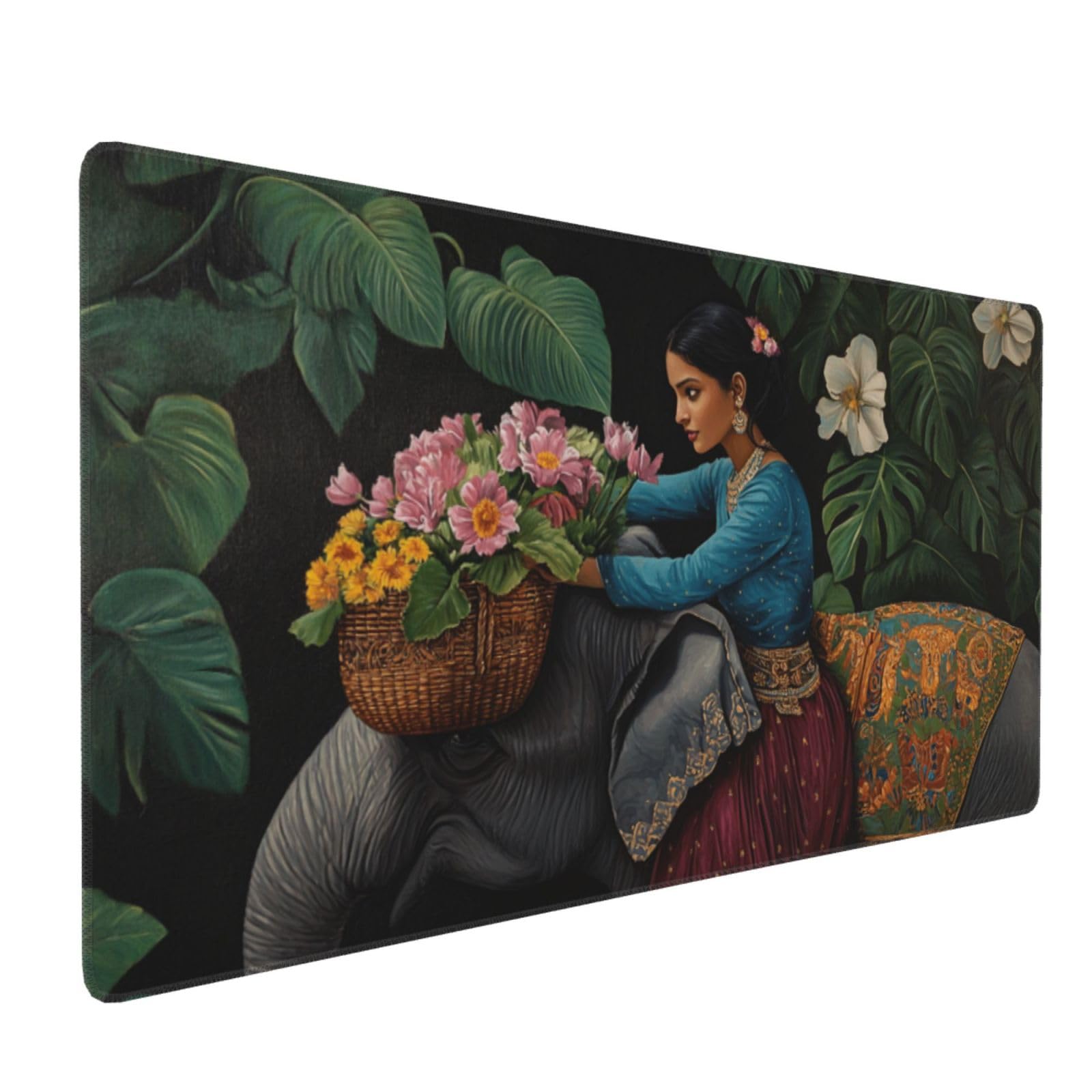 Ragazza Tappetino Mouse Gaming, 100X50CM Large Mouse Pad Elefante Tappetino Scrivania con Base in Gomma Antiscivolo, 1000X500 MM XXL Mousepad Gaming Accessori per Home Ufficio Decor, Regalo Donna -757