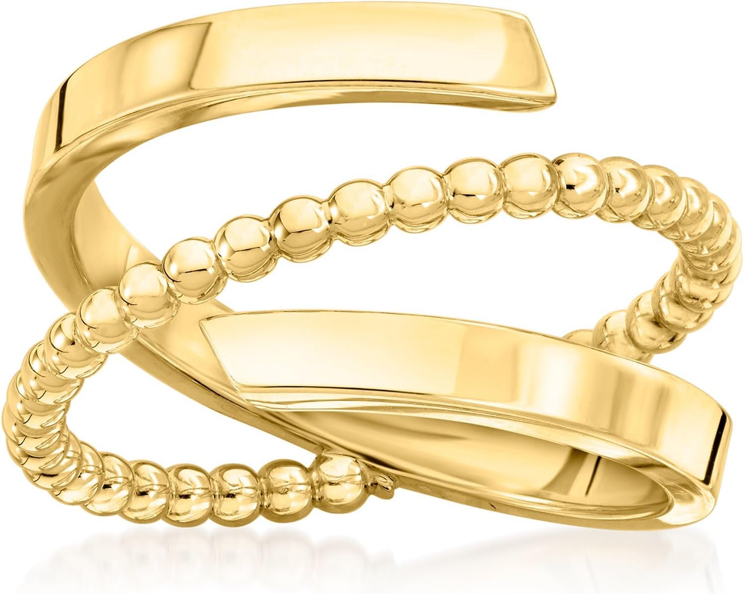 Ross-Simons Italian 14kt Yellow Gold Beaded Bypass Ring