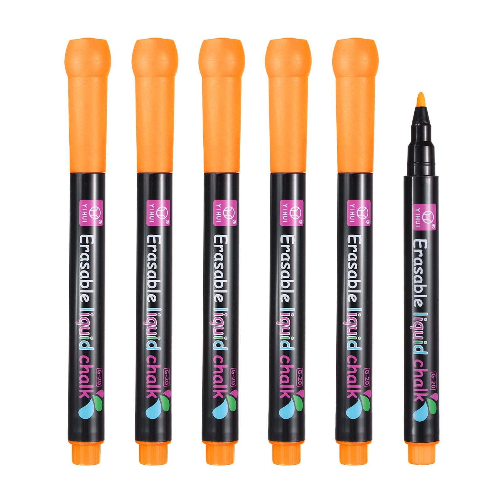 PATIKIL Liquid Chalk Markers, 6Pcs Whiteboard Markers Fine Tip Dry Wipe Pens Colorful Wet Erase Chalk for Whiteboard LED Note Board Blackboard Planning Glass, Orange