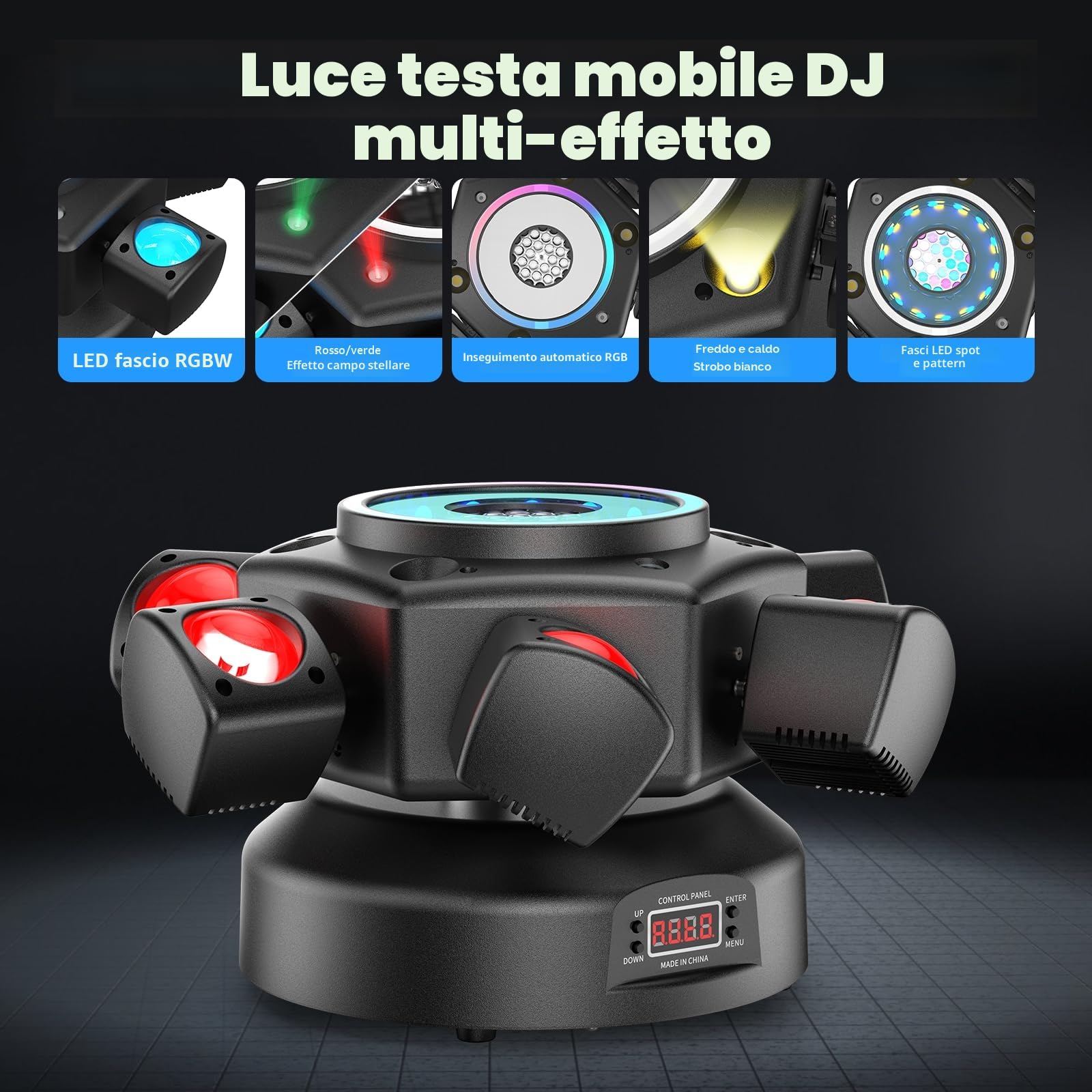 150W Teste Mobili LED con Telecomando RGBW Luci Discoteca 26CH Gobos Beam Moving Head Luci da Palco per DJ Bar Casa Feste Club Palcoscenico