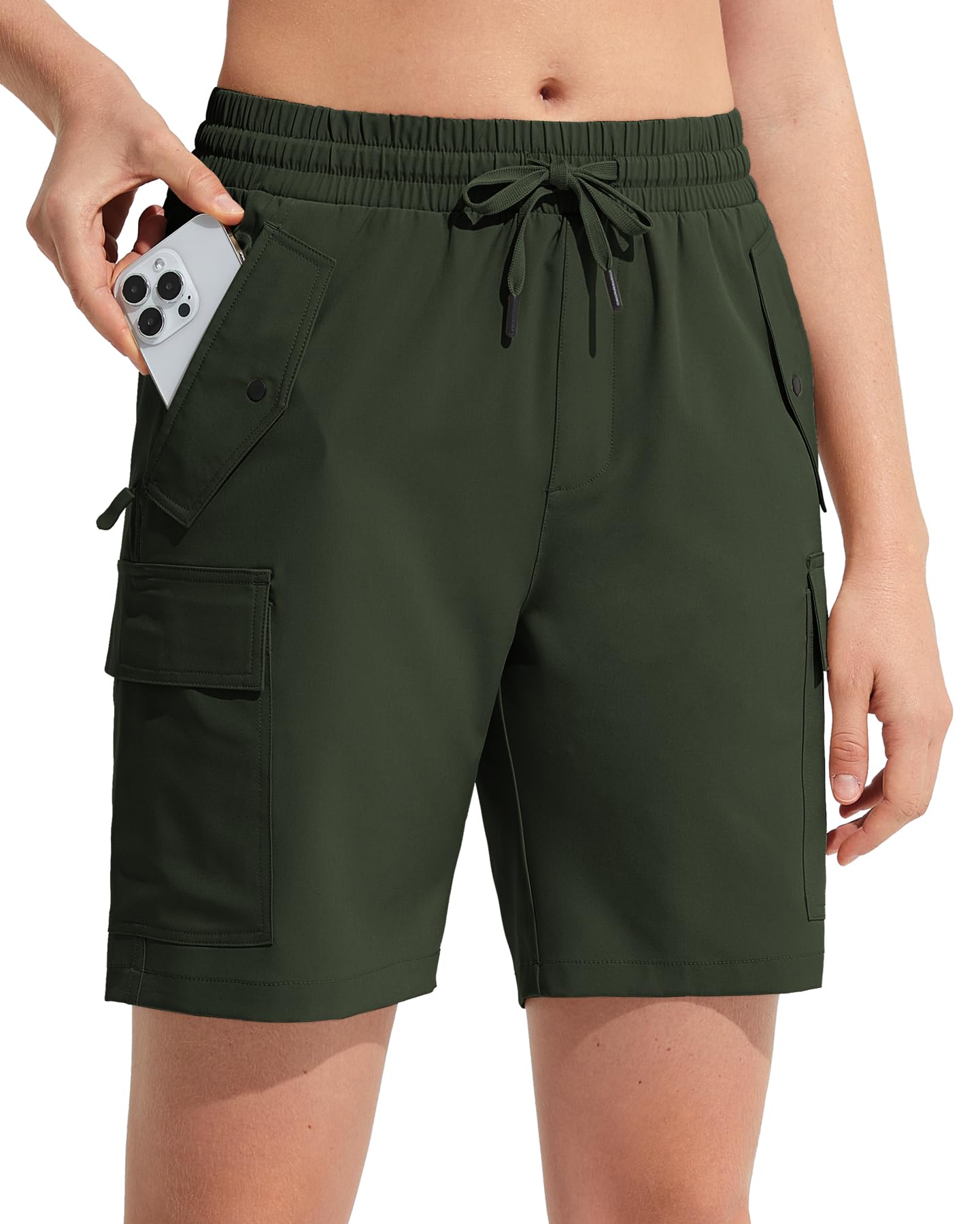 MOCOLY Damen Cargo Wander Shorts Sommer Leicht Wandershorts Schnell Trocknend Kurz Wanderhose Outdoorhose Atmungsaktiv Outdoor Shorts für Trekking Reisen Golf Camping Sport