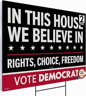 2 Pack 24"x18" 'Vote Democrat' Yard Signs with Stakes, Double Sided Political Yard Signs for Democratic Party (Design 2)