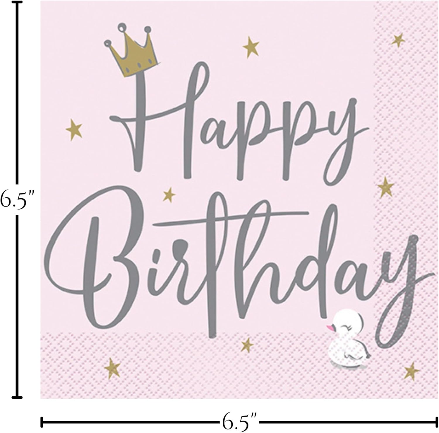 HOME & HOOPLA Sweet Swan Birthday Party Supplies – 7" Dessert Plates, Happy Birthday Napkins & Cups Set (Serves 16) – Elegant Pink and Gold Princess Tableware for Girls