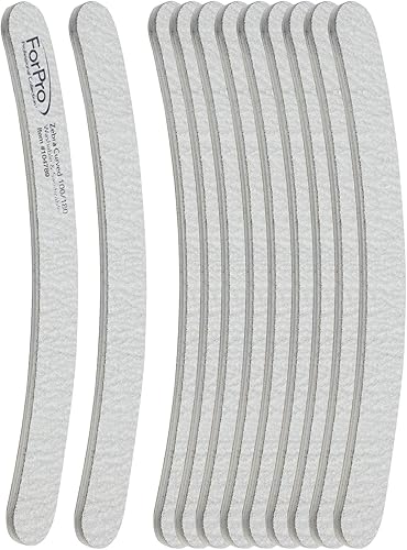 Miniatura 2 de ForPro Professional Collection Zebra - Tabla de espuma curvada, grano 100180, limas de uñas de manicura y pedicura de doble cara, 7 pulgadas de