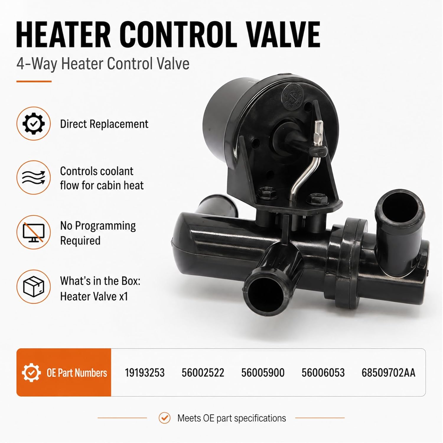 4-Way Heater Control Valve Replacement for 1991-1996 Jeep Cherokee, 1987-1992 Comanche, 1987 Wagoneer OE 56005900