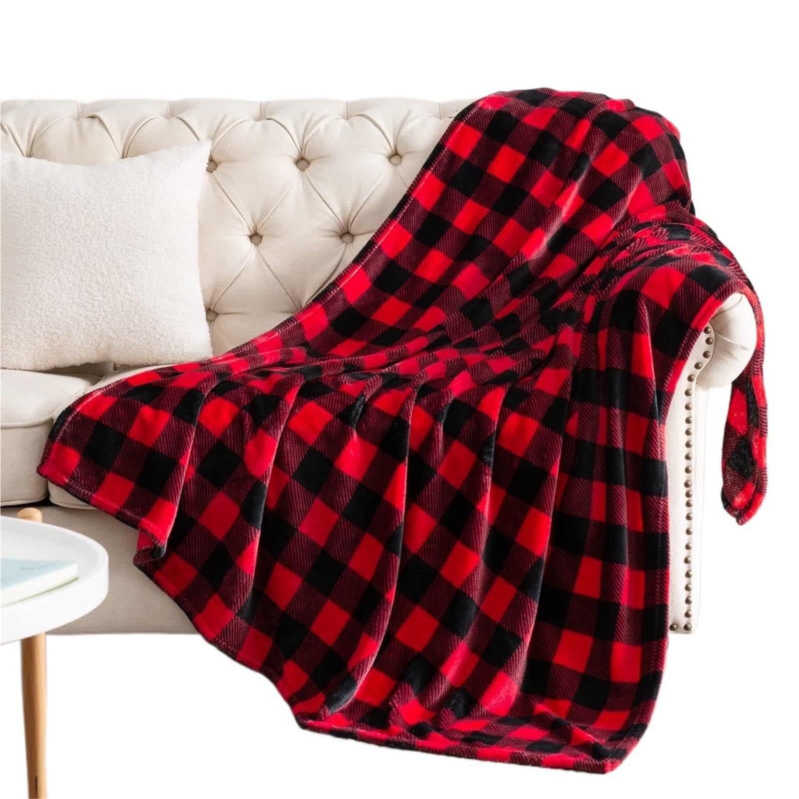 GSJNHY Cooling Blankets Warm Blankets 1PC Blanket For Couch Sofa Bed Plaid Decor Black White Checkered Cozy Fuzzy Soft Lightweight All Seasons for summer(Red black,70x100cm)