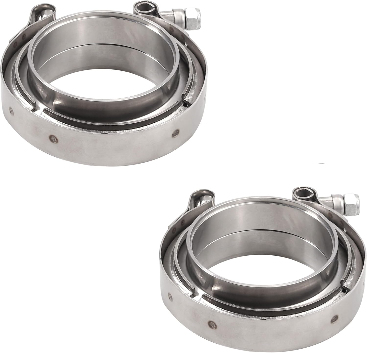 2pack 3.0 Inch V Band Clamp Stainless Steel with Flange Flat Mild Steel Male Female Flange Assembly
