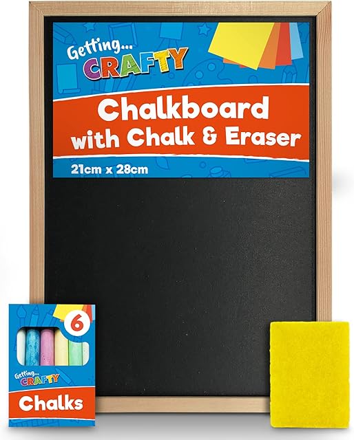 Chalk Board for Kids | 21 x 28cm Small Chalkboard with Eraser & 6pk Chalks | Mini Chalkboard Signs Chalk Boards for Walls | Black Board Kids Chalk Board Sign Outdoor Blackboard | Chalkboards for Kids
