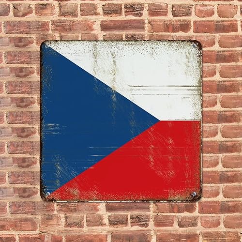 Miniatura 2 de Letrero de metal con bandera nacional de la República Checa regalo rústico de aluminio con diseño retro letrero patriótico envejecido letrero de