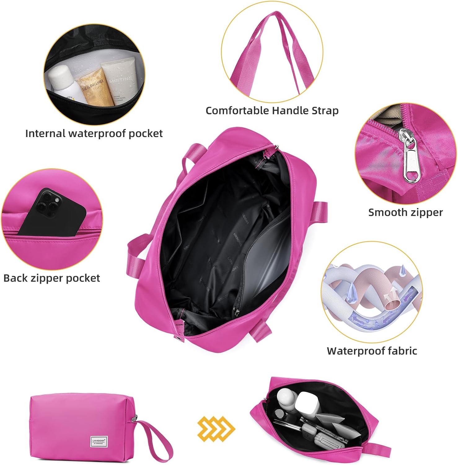 LARVENDER Carry On Luggage 22x14x9 Airline Approved, 20 Inch Hardshell & Lightweight PP Carry On Suitcase for Women with Spinner Wheels TSA Lock, Magenta