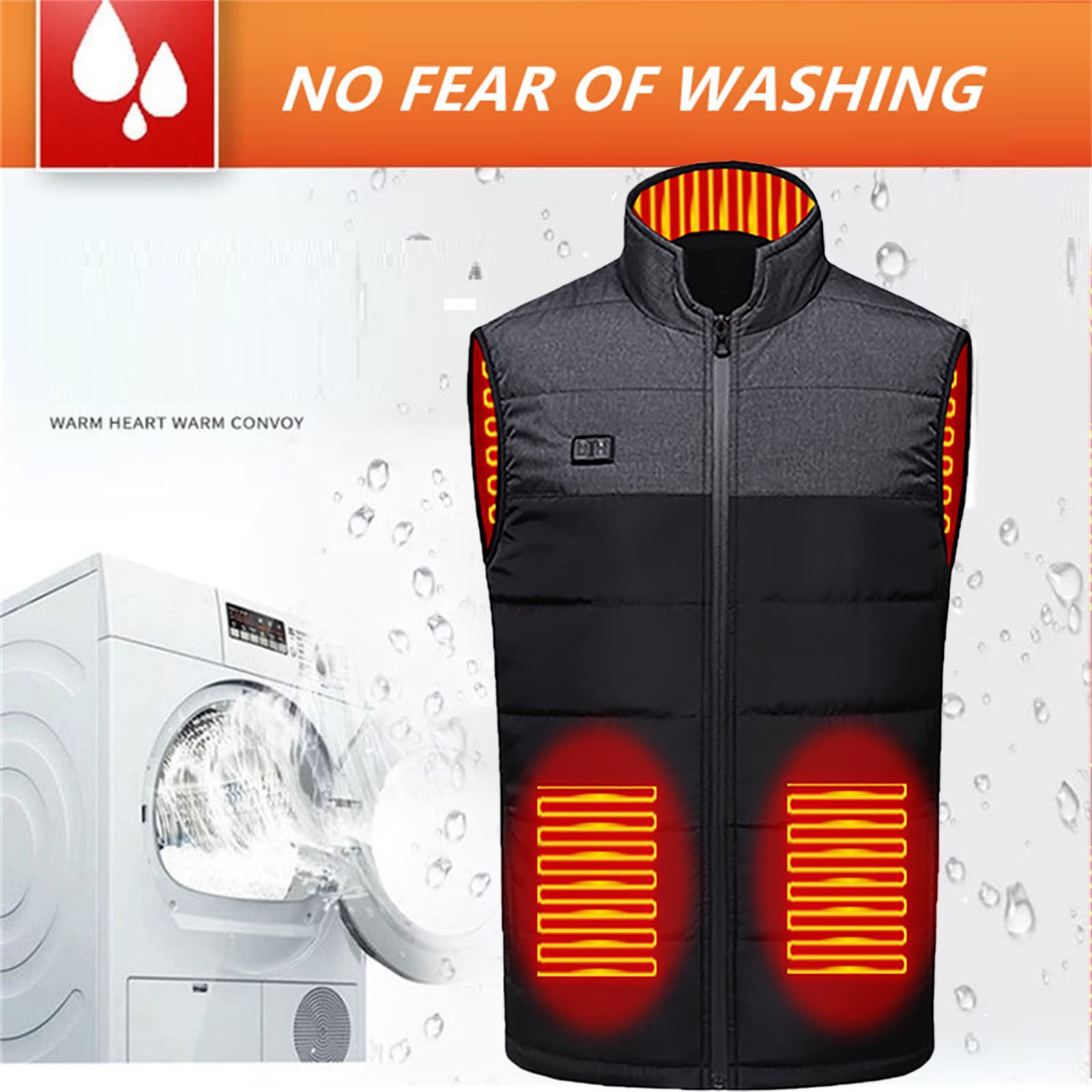 Invernale Gilet Elettrico Riscaldato Lavabile Giacca Riscaldabile per Caccia Moto Escursionismo e Campeggio (Non Include la Batteria)