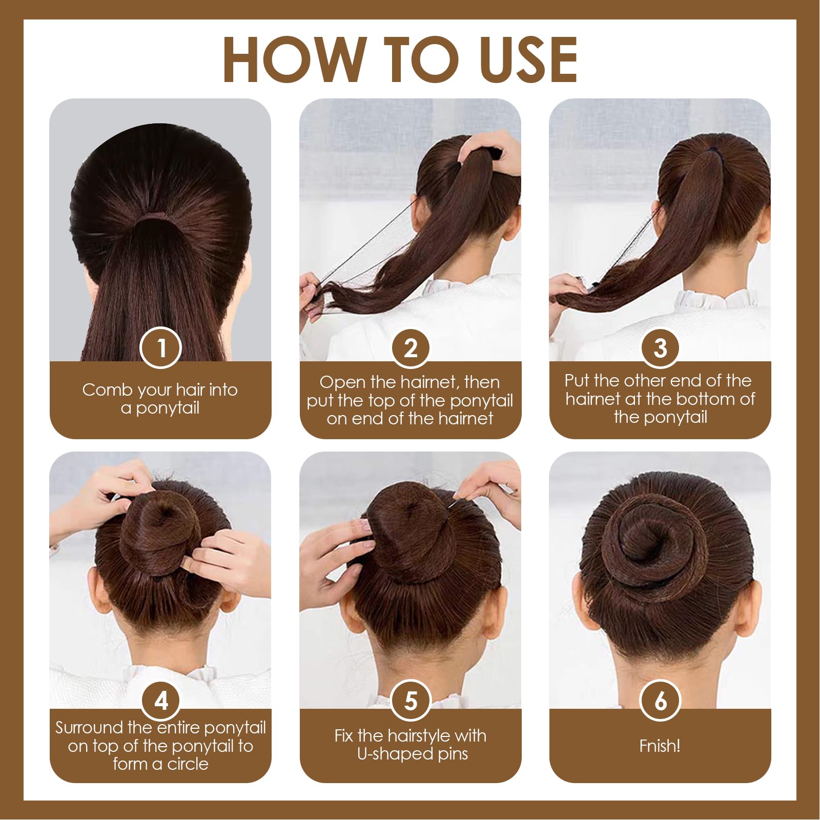 Retina per Capelli Chignon 30 Pezzi con 10 Elastici 10 Fermagli a U per Parrucche Acconciature