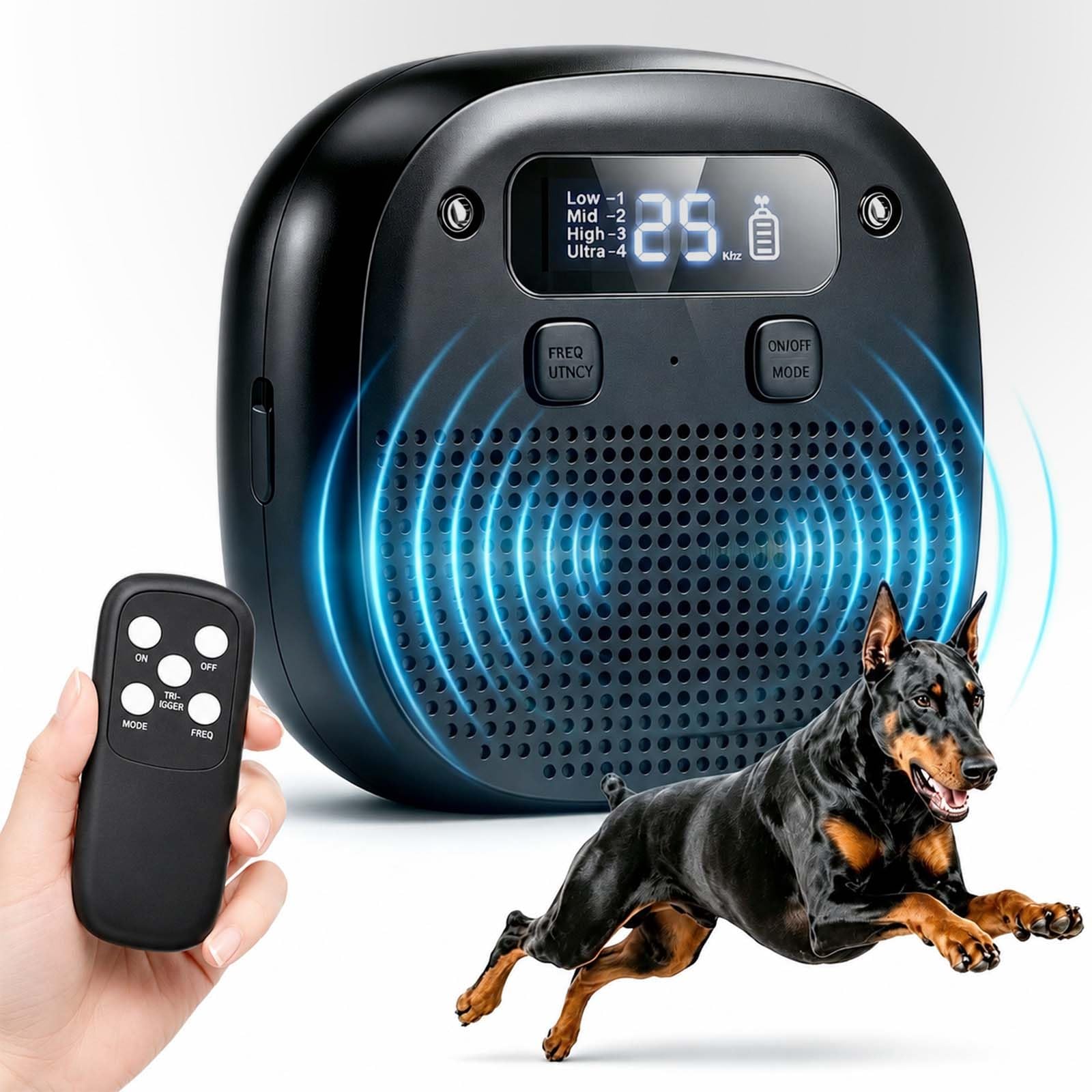 Tetra Dispositif anti-aboiement pour chiens, dispositif de dissuasion à ultrasons pour chiens, dispositif de contrôle des aboiements rechargeable, capteur anti-aboiements de 10 m et télécommande de
