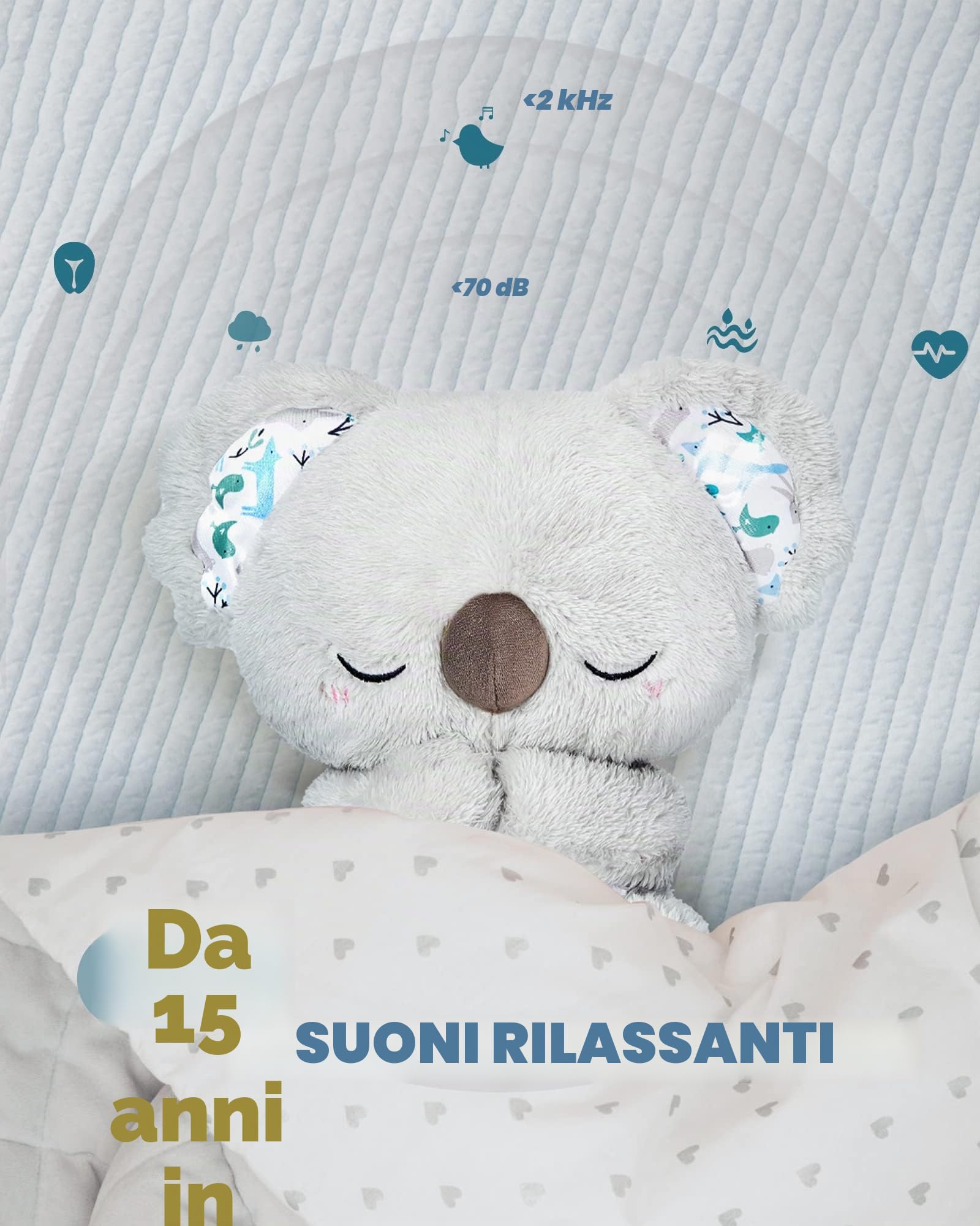 Auby Soothe n' Cuddle Koala, peluche con 10 ninne nanne, luci e movimenti ritmici di respirazione, regali per bambini e bambine di 0 1 2 3 4 5 anni, FR461553