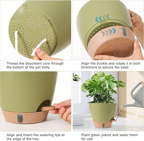 Miniatura 4 de Macetas WEICHENGXING, 121098 Pulgadas Grandes Macetas de Plástico Auto-Riego para Plantas de Interior y Exterior con Agujeros de Drenaje, Depósito