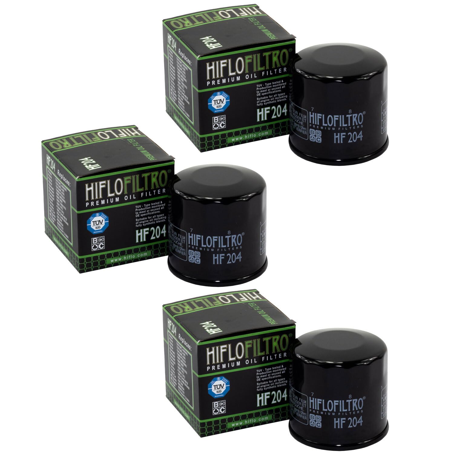 Filtro olio Set 3 pezzi HiFlo HF204 per Arctic Cat Honda Kawasaki Suzuki Triumph Yamaha