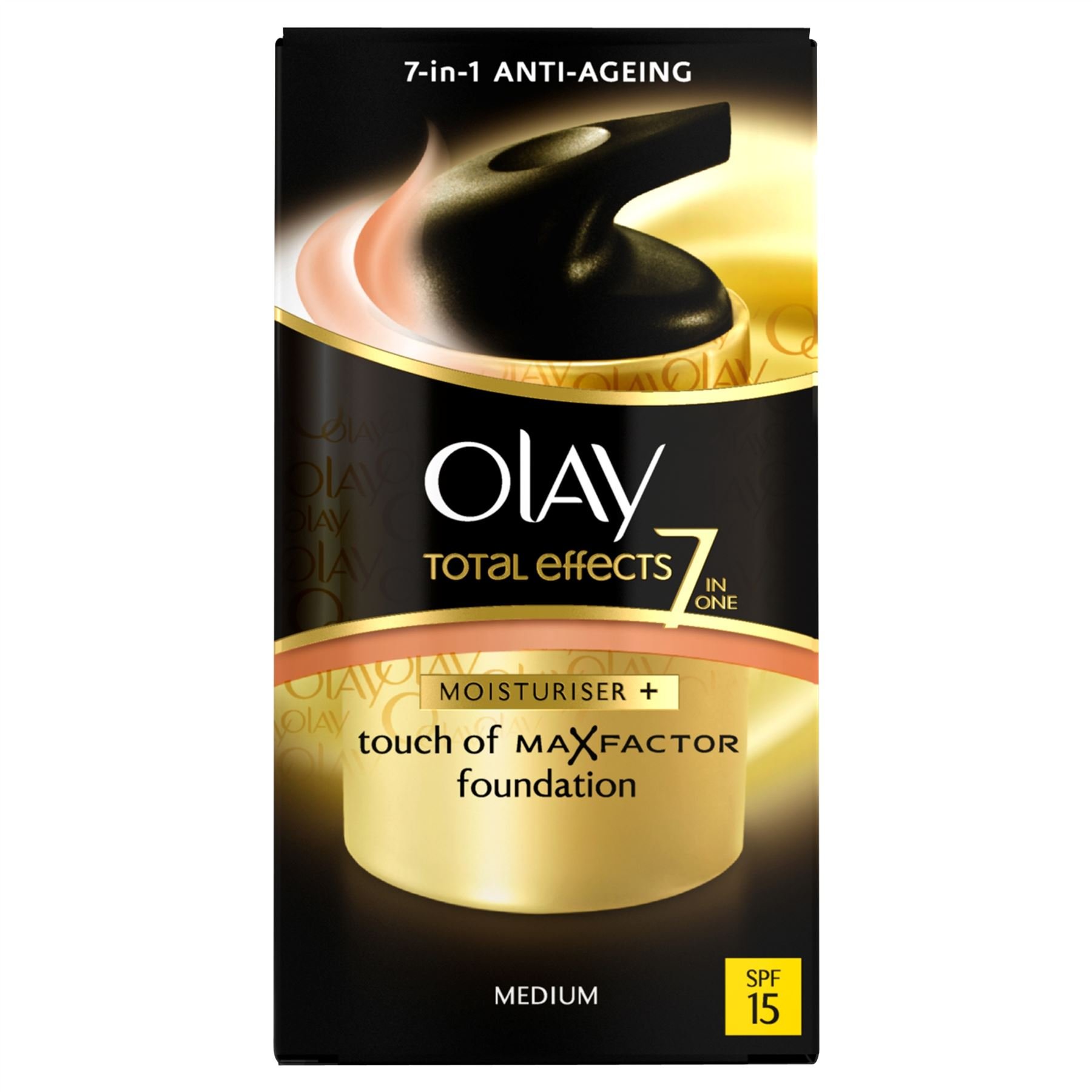 4 x Olay Total Effects 7-in-1 Moisturiser + Touch of Max Factor Foundation - Medium SPF 15 50ml