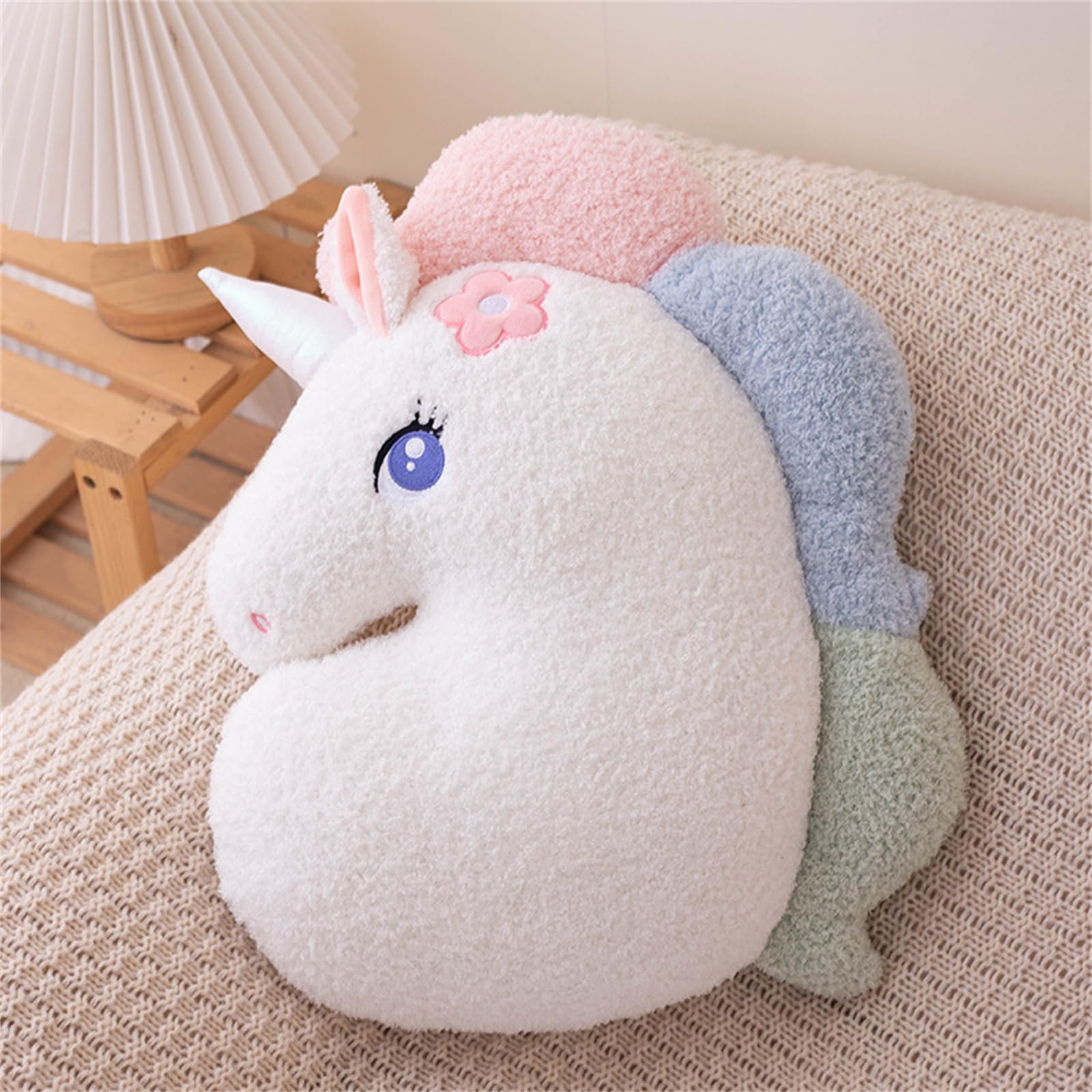 Coussin arc-en-ciel en peluche de 45 cm pour lit enfant