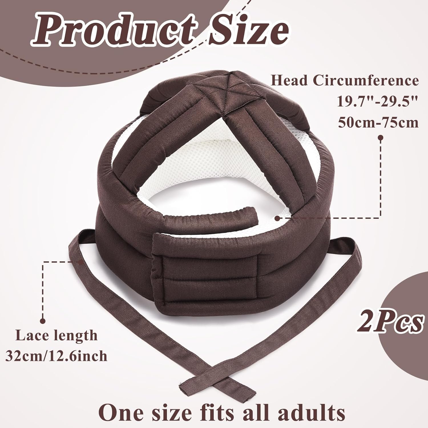 GEDRACKPMYN 2 Pcs Anti Fall Elder Head Safety Helmet, Adjustable Thick Soft Protective Hat for Head Injury Shock Protection, Breathable Seniors Fall Prevention Head Protection Cap