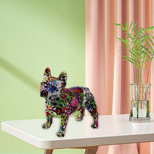 Miniatura 9 de Estatua de bulldog francés, estatuas de bulldog para decoración del hogar, estatua de animal, decoración de estantes, escultura artística de