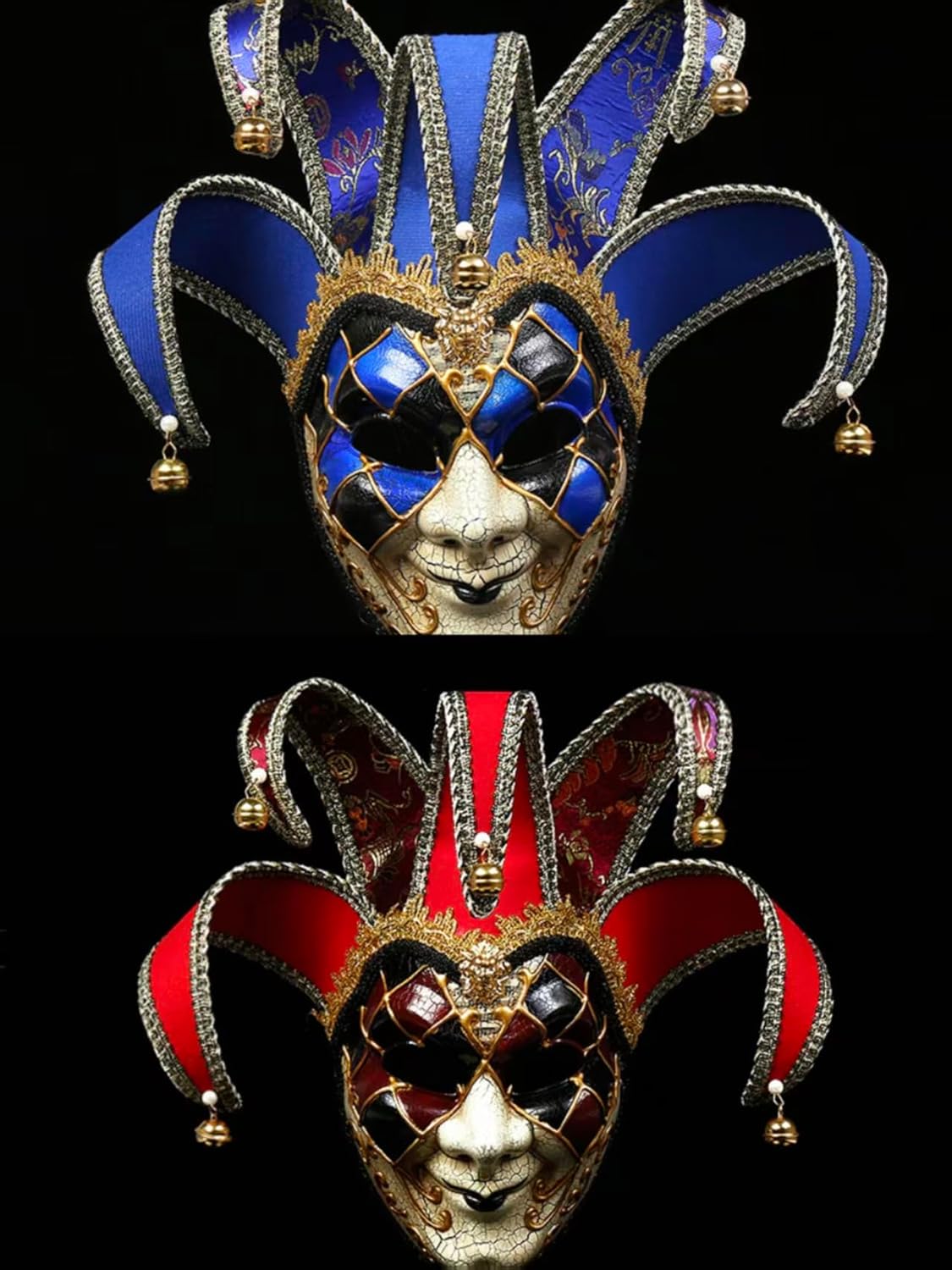 Creative Decorative Venetian Jester Masquerade Mask, Full Face, Carnival Costume Party，3 colors to choose from