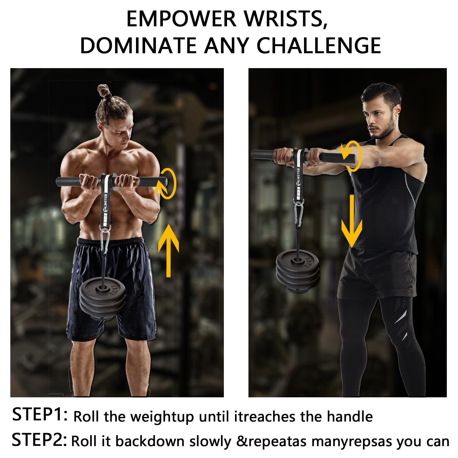 Blaster da polso e avambraccio, rullo da polso e rullo dell'avambraccio per l'allenamento con cinghia di nylon ultra forte, attrezzatura per il fitness per allenamento per la forza del braccio Attrezz