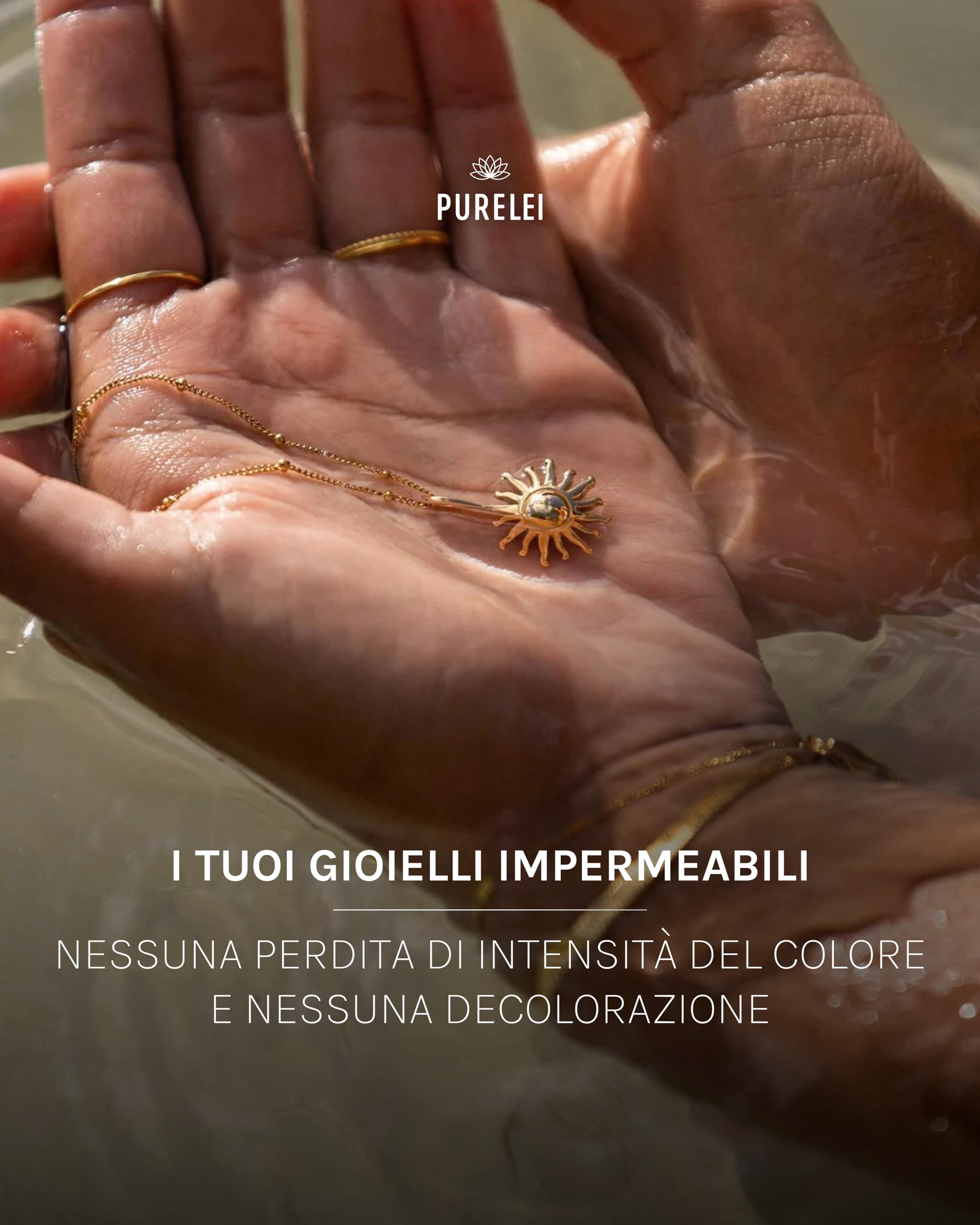 Purelei Sun necklace – Collana donna in resistente acciaio inossidabile – Collanina donna con ciondolo – lunghezza 50-55 cm – Collana per un look personalizzato – impermeabile