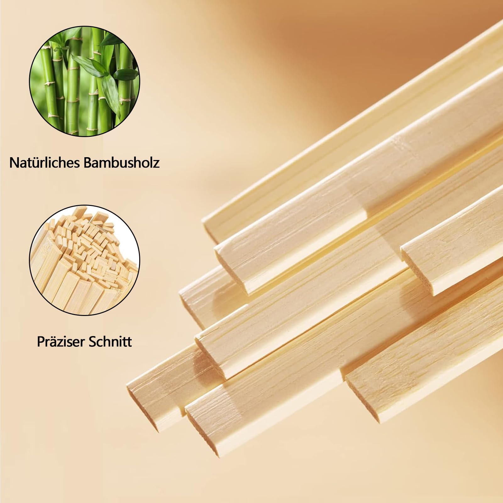 100 bacchette di legno per fai da te, 300 x 9 x 3 mm, bacchette per fai da te, in legno, per fai da te, decorazioni fai da te