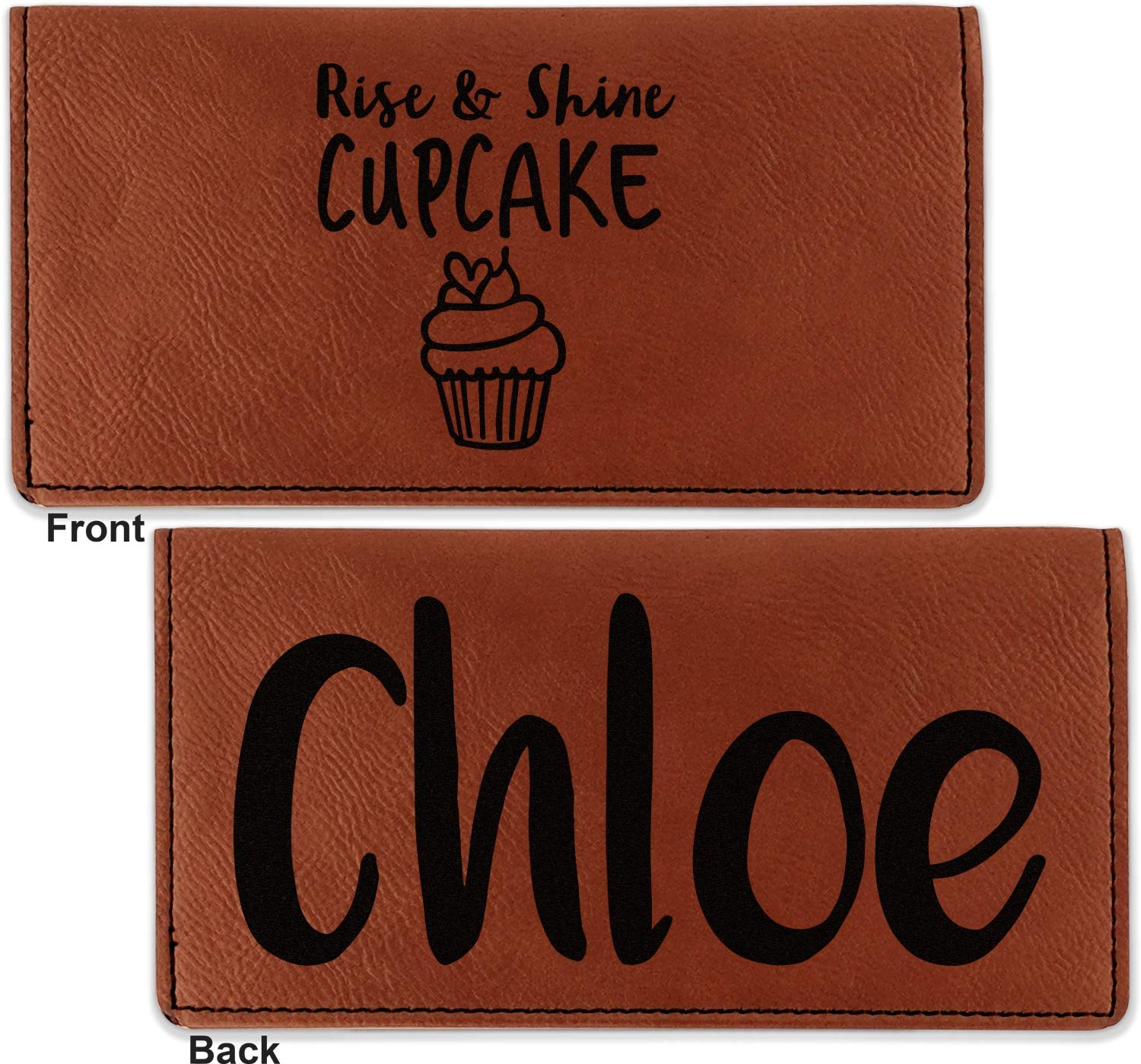 RNK Shops Personalized Cute Quotes and Sayings Leatherette Checkbook Holder - Double Sided