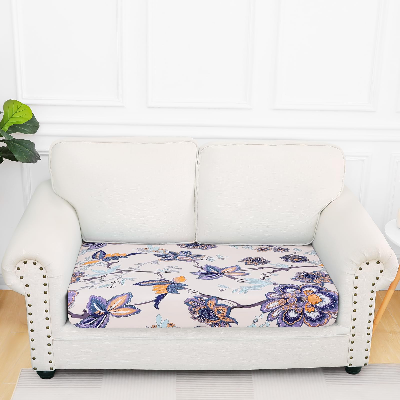 Smiry Printed Couch Cushion Covers, Stretch Soft Couch Covers for Sofa, Washable Non-Slip Sofa Slipcover Furniture Protector for Indoor and Outdoor (