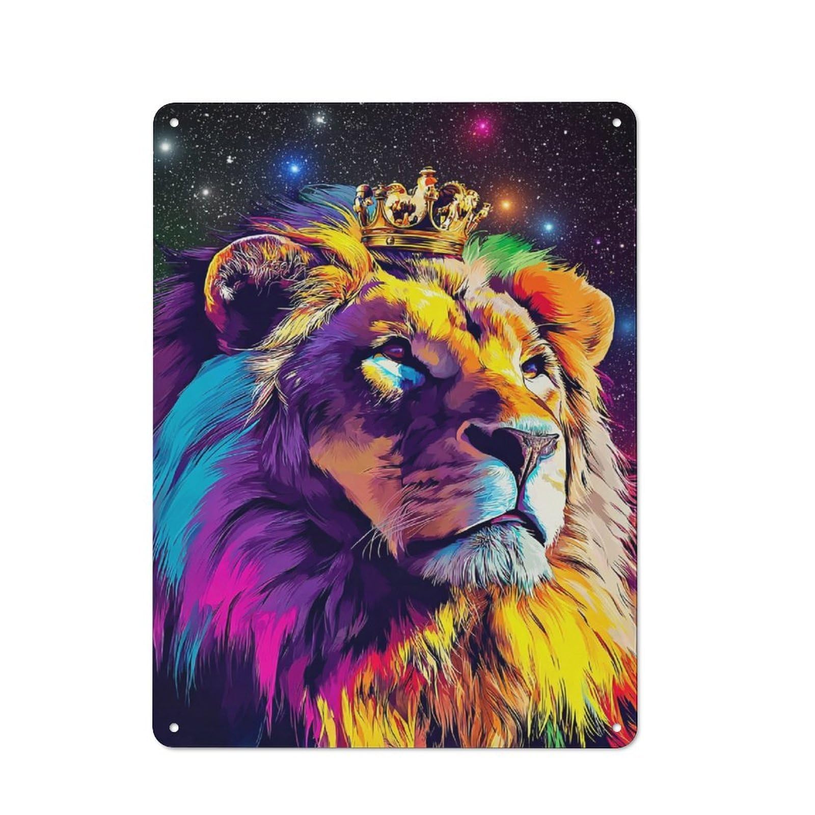 Junmoney Rainbow Lion Majesty Metal Sign 40X30cm With For Workshop Wall, Rustic Decor, Wall Decoration For Workshops And Hobby Rooms