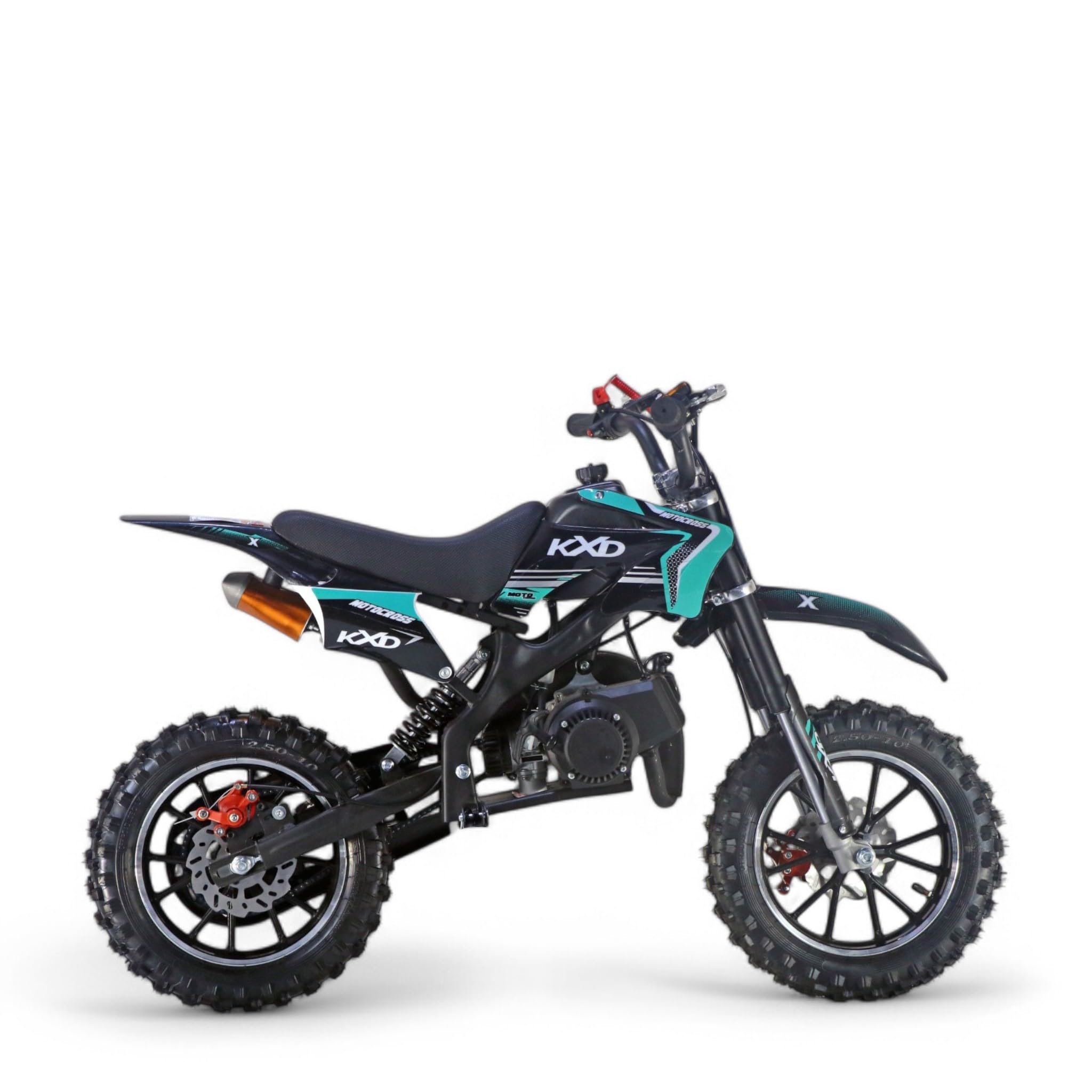 KXD 701/706/708 Blitzer 49cc Enfant 2 Temps 45km/h Dirt Bike Dirtbike CrossBike Pocket Pitbike Pocket Kids Dirt Cross Motor Moto Vélo Véhicule Enfant (Turquoise/Bleu Pétrole, KXD 701A 49ccm 2Temps)
