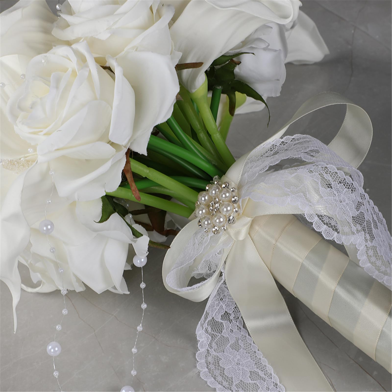 Dateless - Mazzi di fiori artificiali per matrimonio con rose di seta, gigli, decorazioni per eventi, bouquet da sposa, fiori di seta, eleganti fiori artificiali per il matrimonio