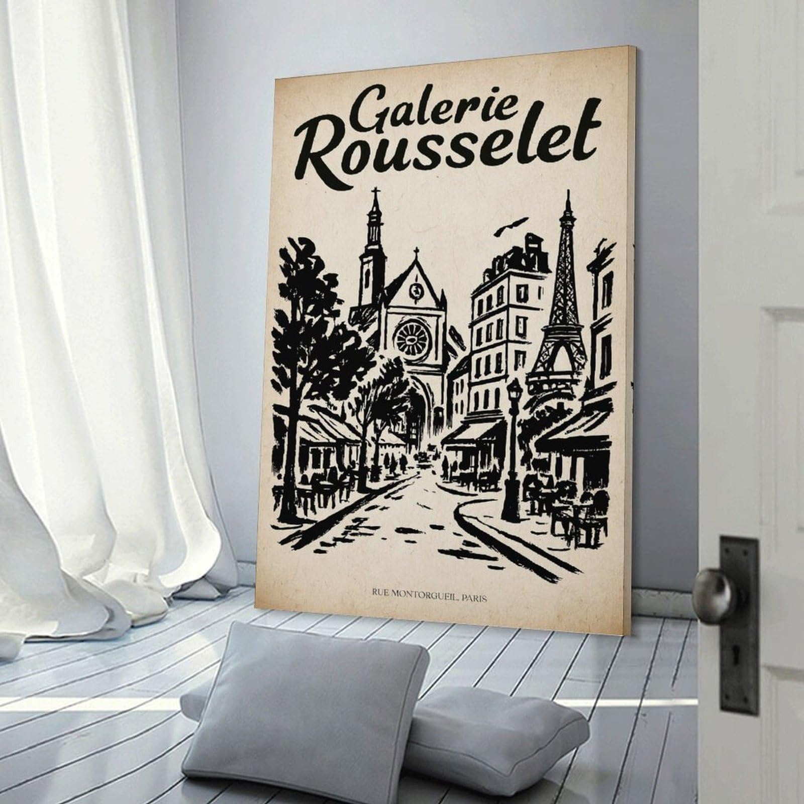 Junmoney Canvas Wall Decor Galerie Rousselet Paris Street Scene, 20x30inch(50x75cm), for Flats, Guest Rooms Or Compact Rooms, A Simple Refresh for Blank Walls
