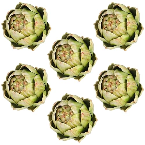 Timgle 6 Pcs Green Artificial Artichokes Fake Vegetables and Fruits for Summer Kitchen Wedding Bowl and Vase Decorations (Large)