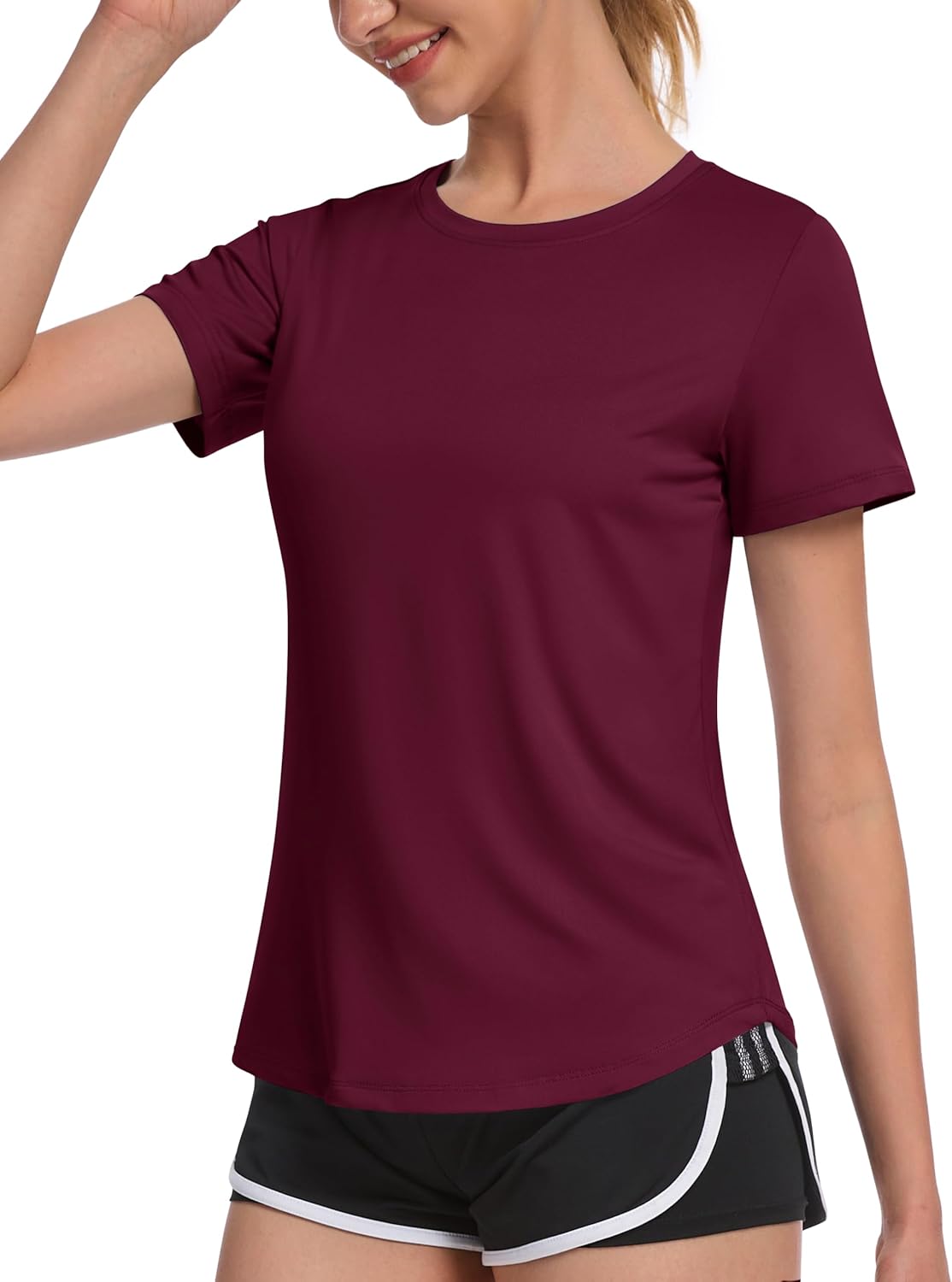 MAGCOMSEN Women's UPF 80+ Short Sleeve T-Shirts Moisture Wicking Quick Dry Athletic Workout Rash Guard Tops