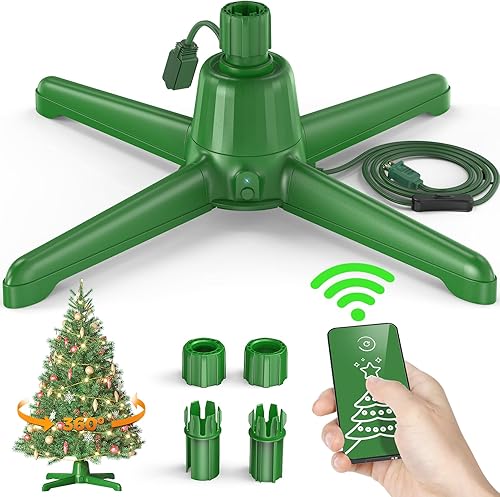 Miniatura 1 de DG-Direct Soporte giratorio para árbol de Navidad, soporte giratorio de 360 para árbol de Navidad artificial de hasta 9 pies, 120 libras, base