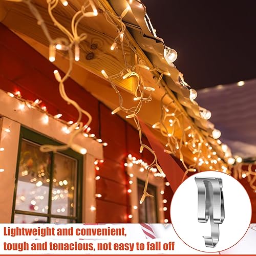 Miniatura 6 de Tandefio Clips de luz de Navidad, clips de metal para colgar luces al aire libre para iluminación de temporada, ganchos de canalón, luz de Navidad,