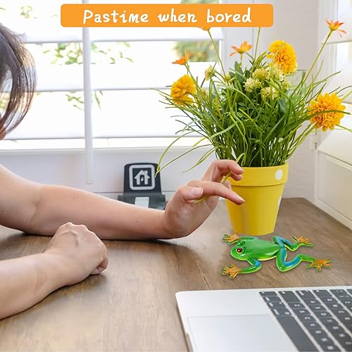 Miniatura 5 de Chalyna 3 piezas de juguetes de rana de goma para niños, figuras de anfibios realistas, modelo animal de simulación, suave, elástico, para