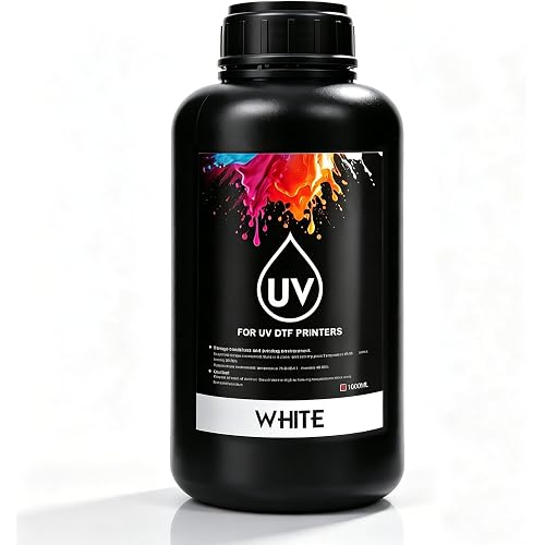 UV DTF Ink 1000ml White Ink for UV DTF Printer Printing on A B Films for XP600 TX800 i3200 i1600 L805 1390 DX4 DX5 DX6 DX7 DX10 Sticker Printer (1000ML White Ink)